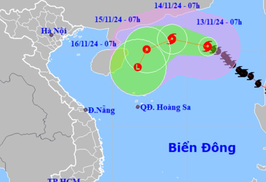  Dự báo vị trí và đường đi của bão số 8. Nguồn: Trung tâm Dự báo khí tượng thủy văn quốc gia