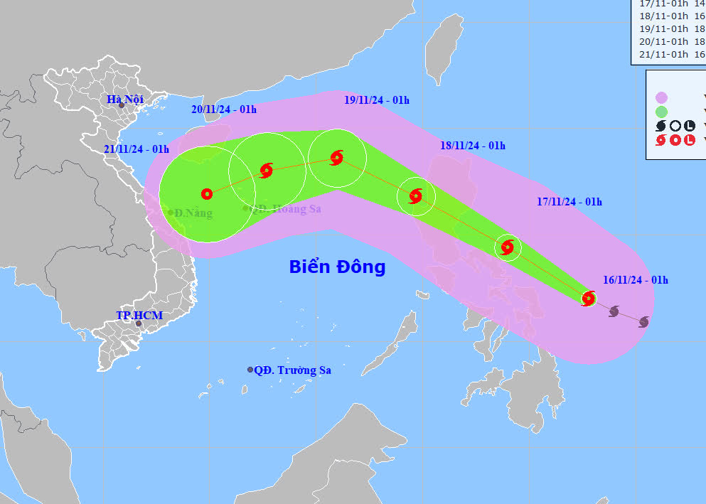  Hướng di chuyển của bão MANYI. Ảnh: nchmf.