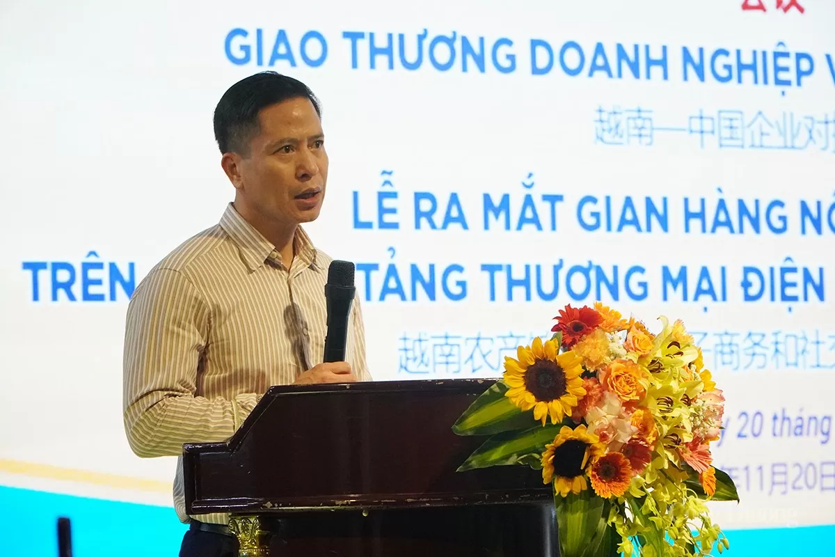  Ông Nguyễn Minh Tiến – Giám đốc Trung tâm Xúc tiến thương mại nông nghiệp - phát biểu tại hội nghị