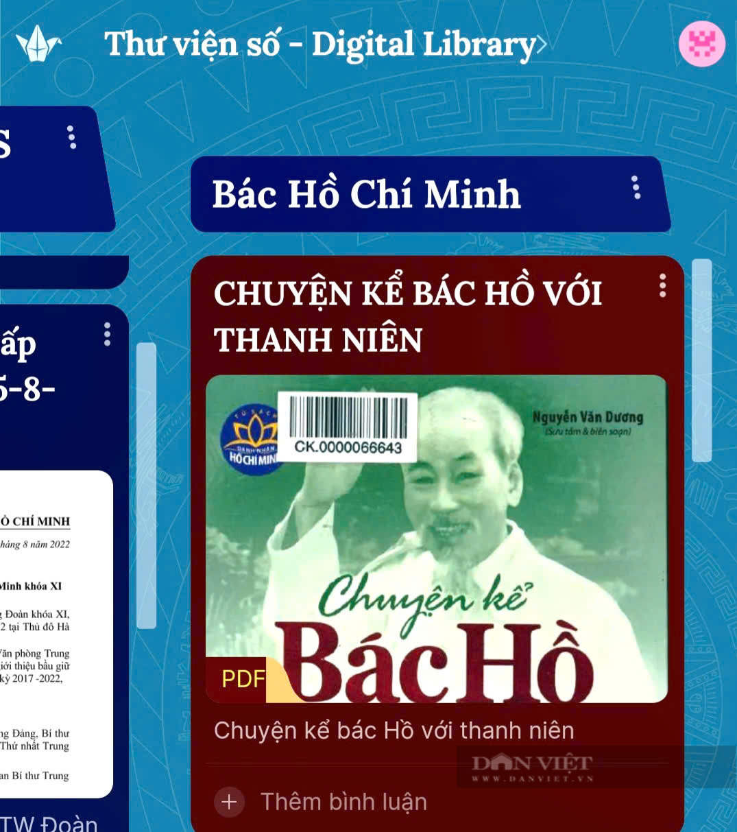  Vào 'thư viện số' sẽ hiện ra nhiều mục sách về Đảng và Bác Hồ.