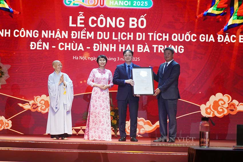  Sở Du lịch Hà Nội công bố Quyết định của UBND thành phố Hà Nội công nhận Cụm di tích Quốc gia đặc biệt đền, chùa, đình Hai Bà Trưng là điểm du lịch. (Ảnh: Kiều Anh)