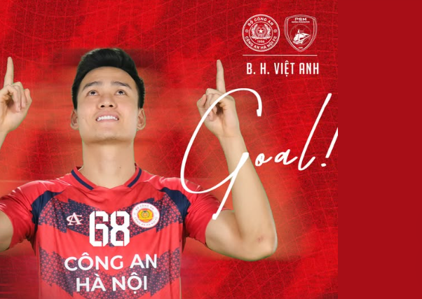 Bùi Hoàng Việt Anh lập công giúp CLB CAHN ngược dòng thành công. Ảnh: Công An Hà Nội FC