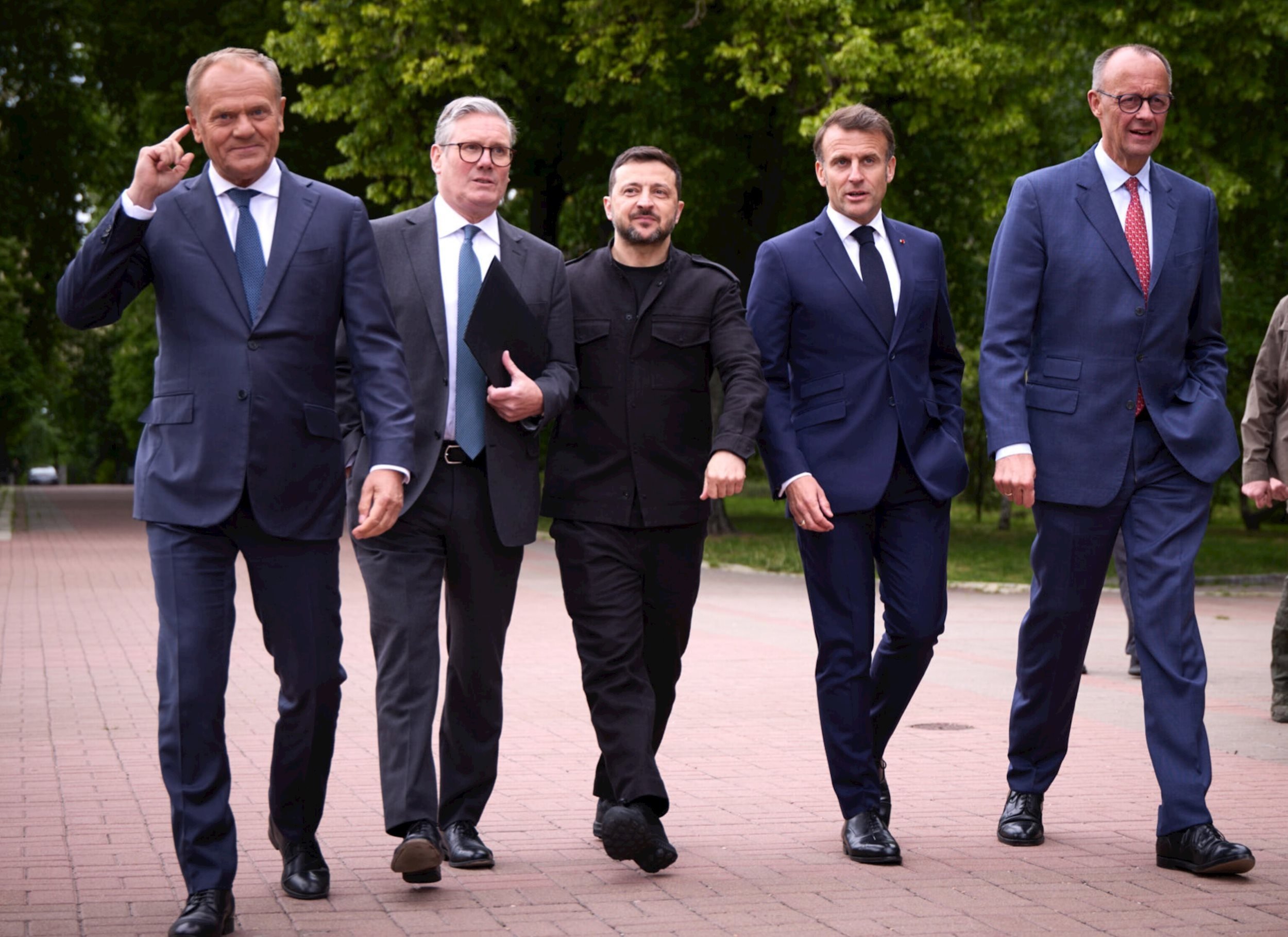 Tổng thống Zelenskyy cùng các lãnh đạo của Ba Lan, Anh, Đức và Pháp gặp nhau tại Kiev. Ảnh: X/Zelenskyy