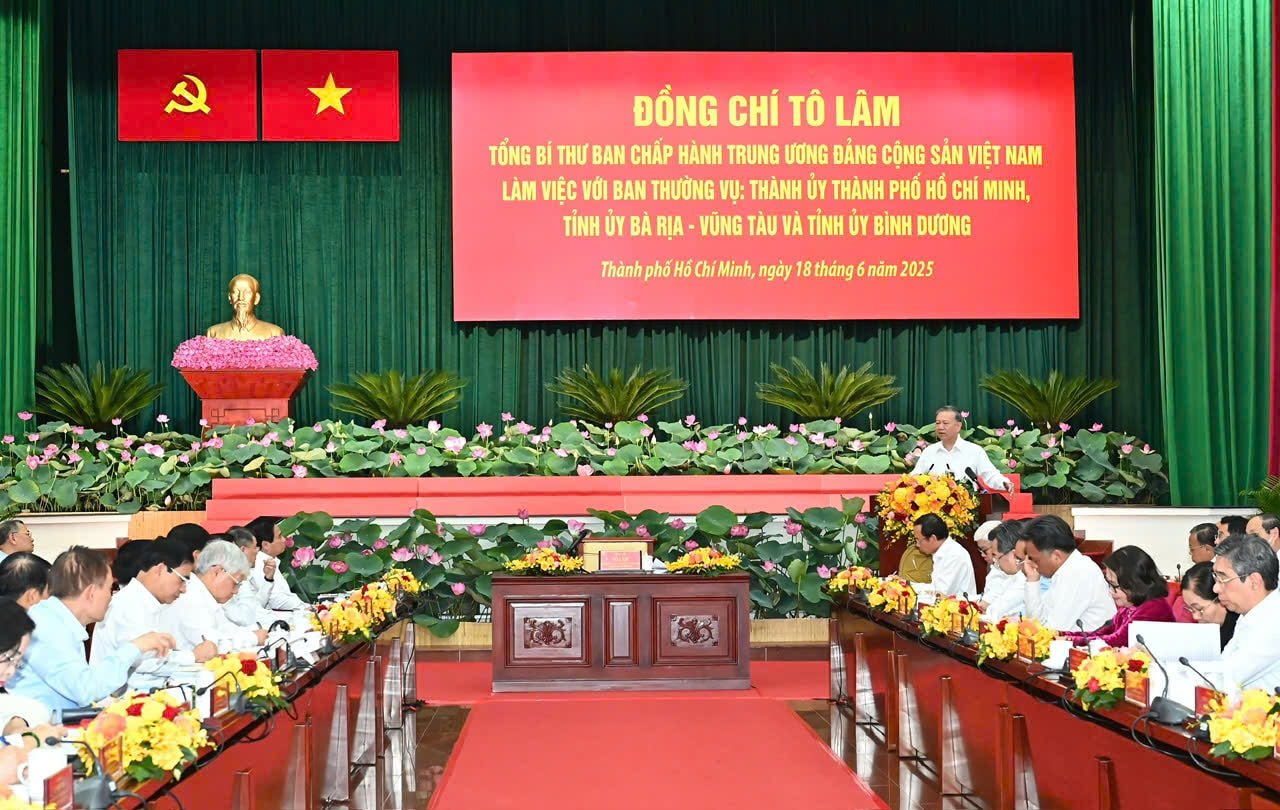 Tổng Bí thư Tô Lâm phát biểu chỉ đạo tại buổi làm việc. Ảnh: Việt Dũng