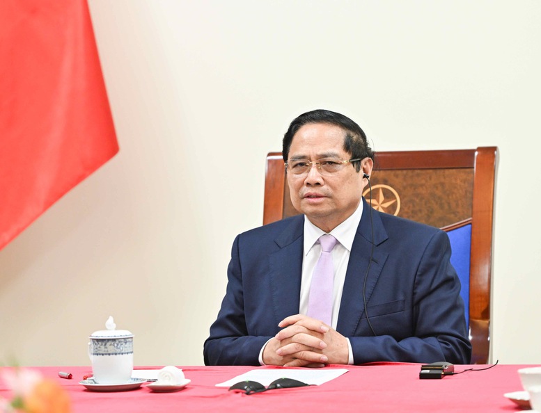 Thủ tướng Phạm Minh Chính điện đàm với Thủ tướng Malaysia Anwar Ibrahim - Ảnh: VGP/Nhật Bắc