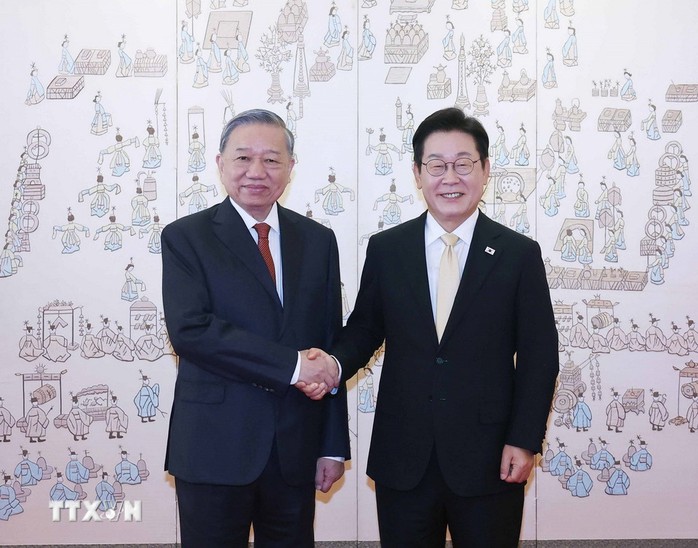  Tổng Bí thư Tô Lâm và Tổng thống Hàn Quốc Lee Jae Myung. Ảnh: TTXVN