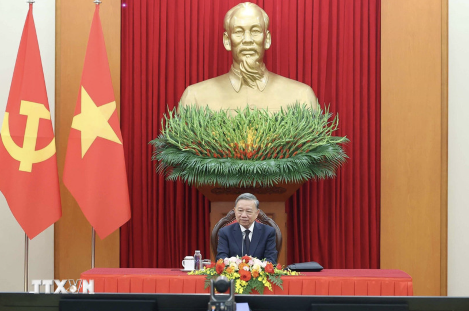 Tổng Bí thư Tô Lâm điện đàm với Chủ tịch Đảng Nhân dân Campuchia Hun Sen (Ảnh: Thống Nhất/TTXVN).