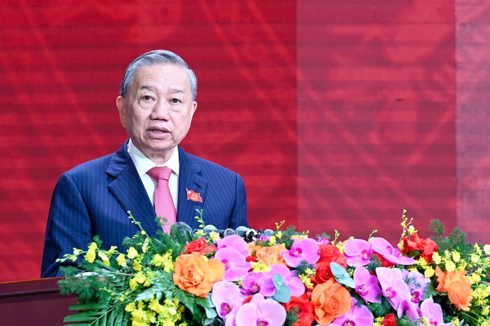 Tổng Bí thư Tô Lâm đọc Diễn văn tại Lễ kỷ niệm. Ảnh: Nhật Bắc