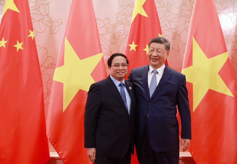 Tổng Bí thư, Chủ tịch nước Tập Cận Bình bày tỏ hoan nghênh Thủ tướng Phạm Minh Chính dẫn đầu Đoàn đại biểu cấp cao Việt Nam tham dự Hội nghị Thượng đỉnh SCO; thể hiện sự coi trọng cao độ của Việt Nam đối với phát triển quan hệ Việt – Trung, sự ủng hộ tích cực đối với các hội nghị do Trung Quốc tổ chức - Ảnh: VGP/Nhật Bắc