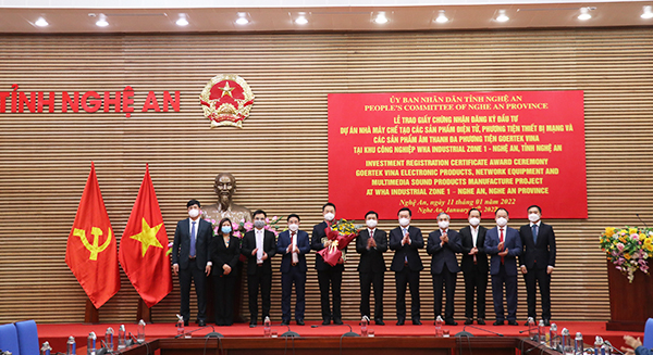 Chứng nhận điều chỉnh Dự án FDI có quy mô vốn lớn nhất tỉnh Nghệ An