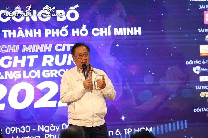 Ông Mai Bá Hùng – Phó Giám đốc Sở Văn hóa&Thể thao TP.HCM - Trưởng Ban tổ chức, phát biểu tại buổi họp báo công bố tổ chức Giải chạy đêm TP.HCM “Ho Chi Minh City Night Run Thang Loi Group 2022”.