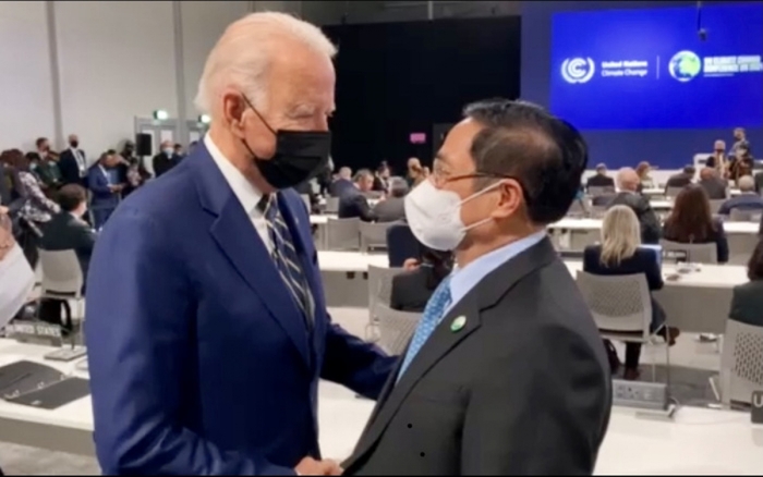 Thủ tướng Phạm Minh Chính và Tổng thống Hoa Kỳ Joe Biden trong cuộc tiếp xúc bên lề Hội nghị COP26 diễn ra vào tháng 11/2021