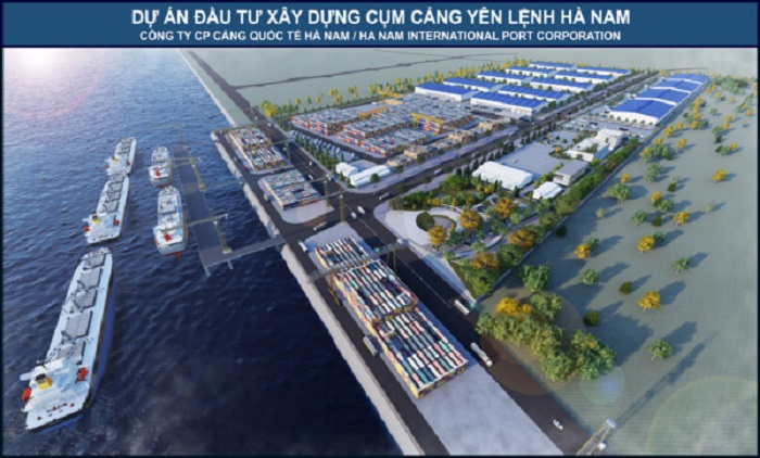 Phối cảnh Dự án đầu tư xây dựng cụm cảng Yên Lệnh - Hà Nam tại bãi sông Hồng. Ảnh: Đầu tư