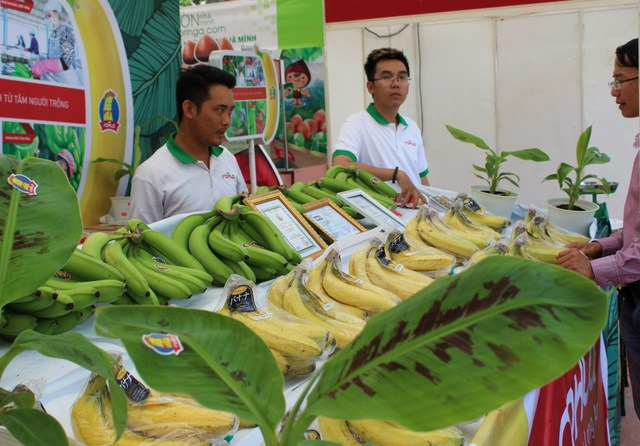 Chuối Việt Nam được bày bán tại một hội chợ thực phẩm Nhật Bản - Ảnh: Công ty Huy Long An cung cấp