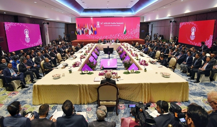 Thủ tướng Ấn Độ Narendra Modi và các nhà lãnh đạo ASEAN tại Thượng đỉnh ASEAN - Ấn Độ lần thứ 16 diễn ra ở Bangkok, Thái Lan năm 2019. Ảnh: ANI