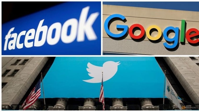 Logo của Facebook, Google và Twitter. Ảnh: Reuters