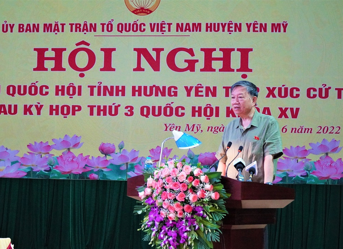 Bộ trưởng Bộ Công an Tô Lâm phát biểu tại hội nghị.