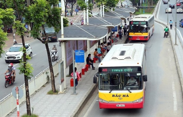 Tuyến buýt số 45 (Khu đô thị Times City-Nam Thăng Long) của Công ty TNHH Bắc Hà có thể sẽ dừng hoạt động từ ngày 1/8 tới. Ảnh: VOV