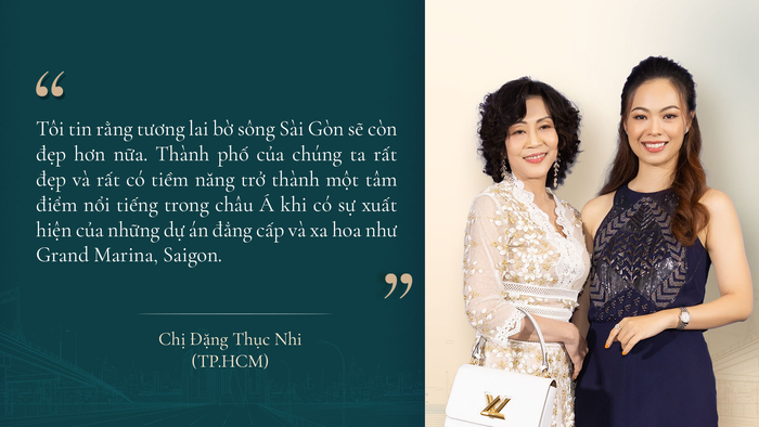 Chị Đặng Thục Nhi (TP.HCM) và mẹ bày tỏ kỳ vọng về tương lai của Grand Marina, Saigon và TP.HCM.