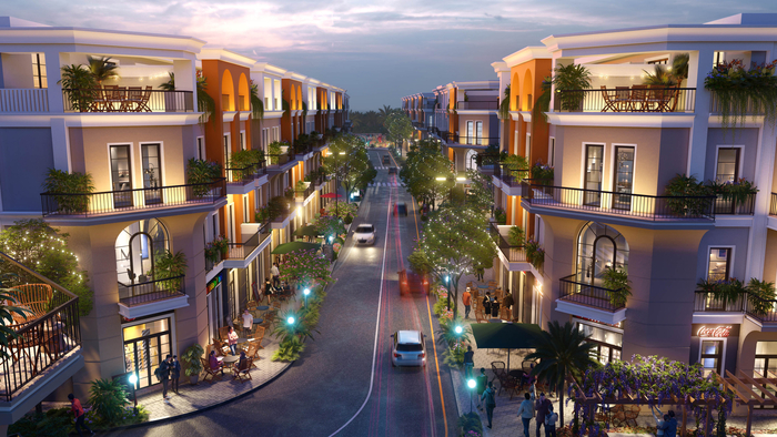 Sài Gòn Town kết cấu 1 trệt 3 lầu, tối ưu diện tích kinh doanh. Hình 3D dự án. Nguồn: Thắng Lợi Land