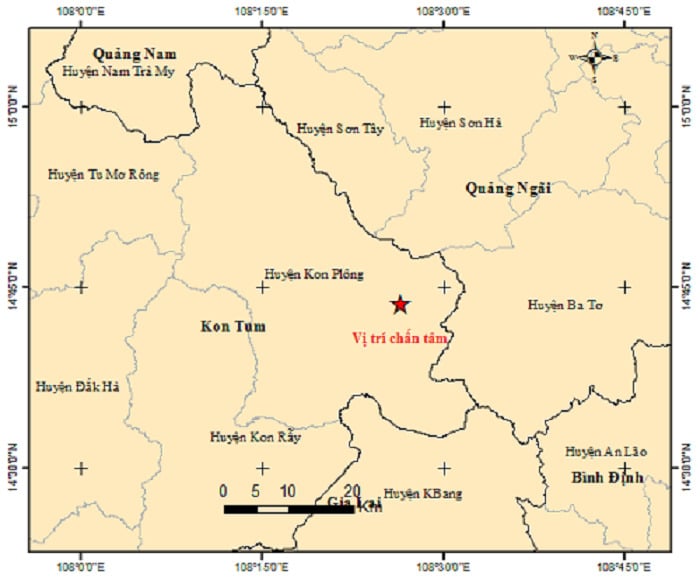 Kon Tum xảy ra động đất có độ lớn 3.6 tại huyện Kon Plông.
