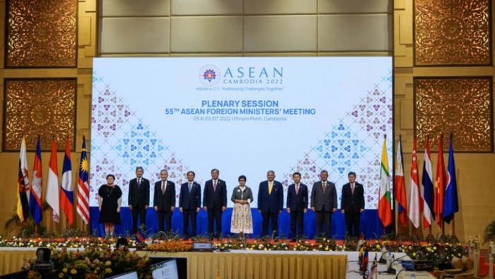 Hội nghị Bộ trưởng Ngoại giao ASEAN lần thứ 55 ở Phnom Penh, Campuchia, ngày 3/8/2022. Ảnh: Bộ Ngoại giao Singapore.