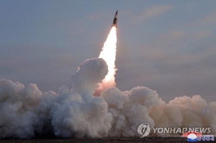 Hình ảnh vụ phóng tên lửa do hãng thông tấn KCNA của Triều Tiên công bố. Ảnh: Yonhap