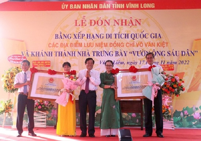 Vĩnh Long tổ chức Lễ đón nhận Bằng xếp hạng di tích Quốc gia các địa điểm lưu niệm đồng chí Võ Văn Kiệt.