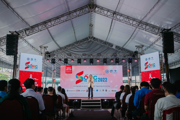 Anh Nguyễn Anh Phong - Phó chủ tịch Hội Phòng chống HIV/AIDS TP.HCM phát biểu tại sự kiện.