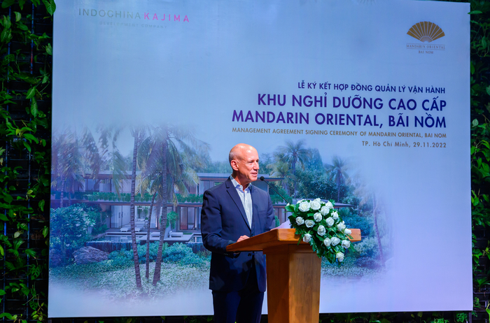 Ông Peter Ryder, Giám đốc điều hành của Indochina Capital kiêm Thành viên Hội đồng quản trị của Indochina Kajima, phát biểu tại Lễ ký kết.