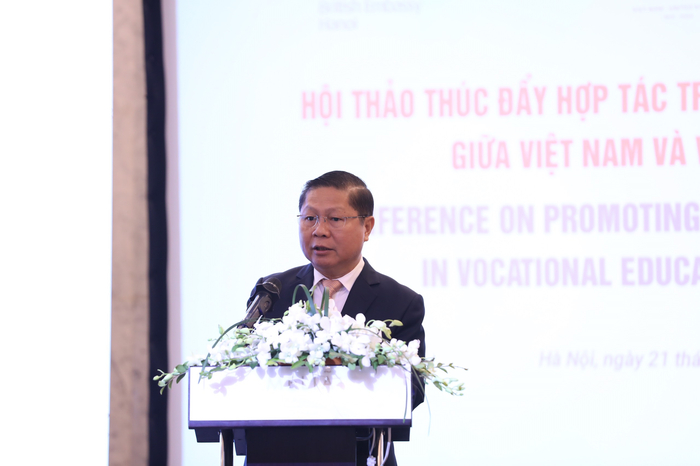 Ông Lê Tấn Dũng - Thứ trưởng Bộ Lao động - Thương binh và Xã hội phát biểu tại sự kiện.