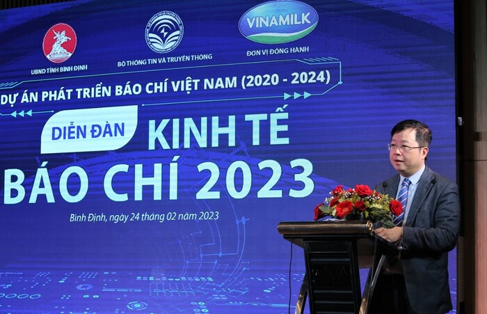 Diễn đàn Kinh tế báo chí 2023 có sự tham dự của Thứ trưởng Bộ Thông tin và Truyền thông Nguyễn Thanh Lâm.