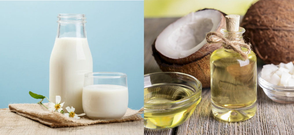 Dầu dừa và sữa tươi là giải pháp hiệu quả chống rạn da khi mang thai