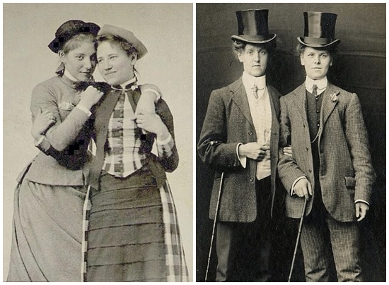   Những người phụ nữ mặc đồ đôi. Bức ảnh được chụp vào năm 1900.  
