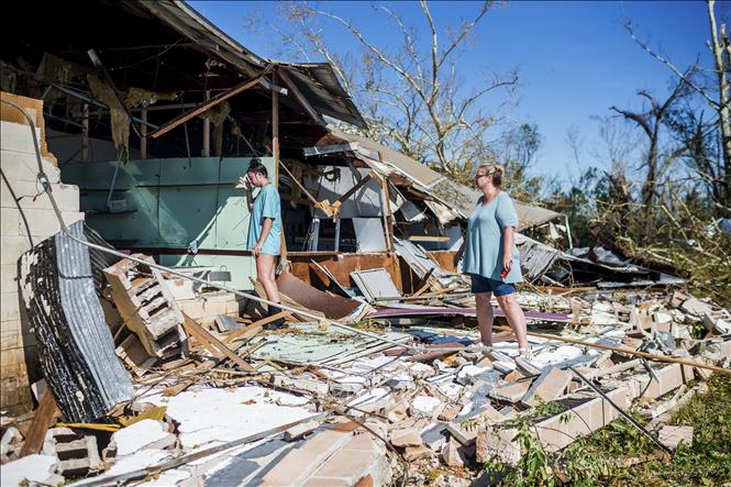   Nhà cửa bị phá hủy sau bão Michael tại bang Florida, Mỹ ngày 11/10. Ảnh: AFP/TTXVN  
