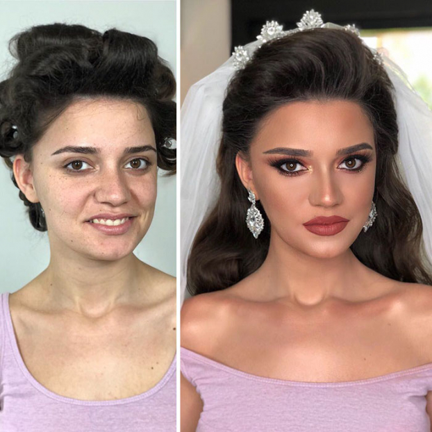 11 bức ảnh cô dâu trước và sau khi trang điểm của thợ makeup có tâm 1