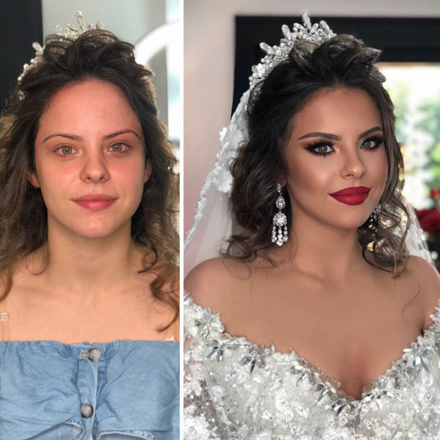 11 bức ảnh cô dâu trước và sau khi trang điểm của thợ makeup có tâm 4