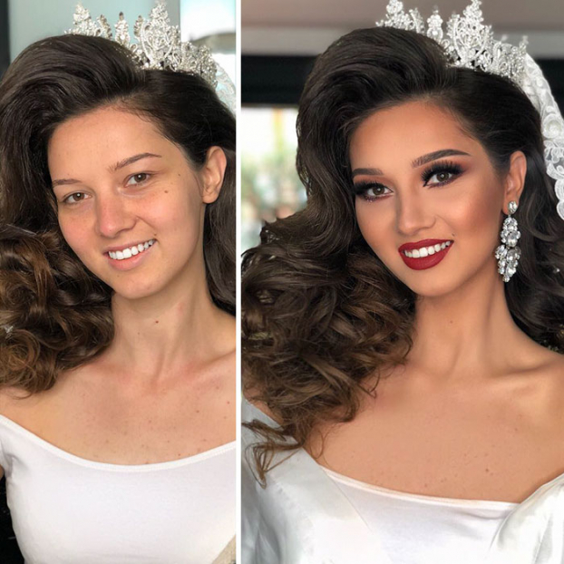 11 bức ảnh cô dâu trước và sau khi trang điểm của thợ makeup có tâm 5