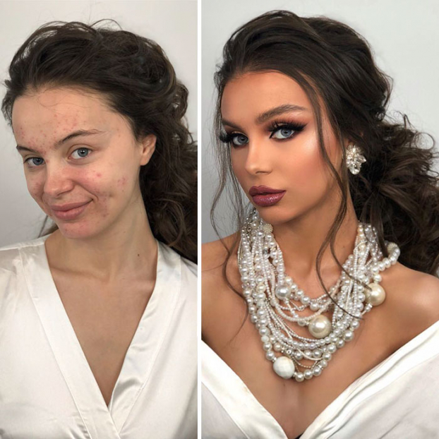 11 bức ảnh cô dâu trước và sau khi trang điểm của thợ makeup có tâm 6