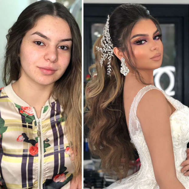 11 bức ảnh cô dâu trước và sau khi trang điểm của thợ makeup có tâm 9