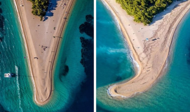   Đảo Zlatni Rat ở Croatia trước và sau cơn bão  