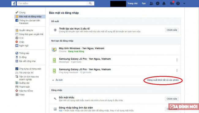 Cách đăng xuất Facebook từ xa trong trường hợp bạn quên chưa thoát đơn giản nhất 3