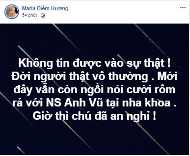 Nghệ sĩ Việt bàng hoàng trước thông tin diễn viên Anh Vũ đột ngột qua đời tại Mỹ 1