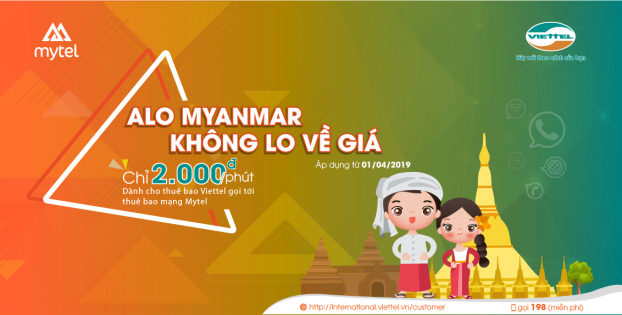 Cước gọi quốc tế của Viettel đến Myanmar rẻ nhất Việt Nam 0