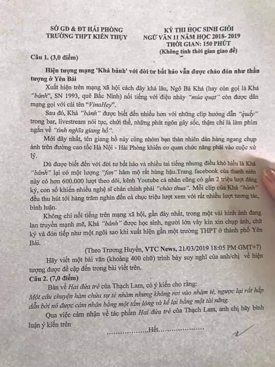   Đề thi học sinh giỏi trường THPT Kiến Thụy, Hải Phòng.  