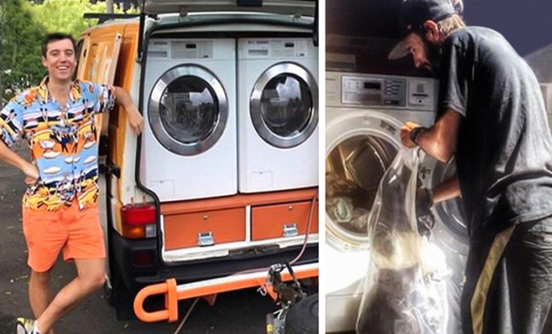   2 người bạn cùng nhau biến chiếc xe van thành dịch vụ giặt quần áo cho người vô gia cư  