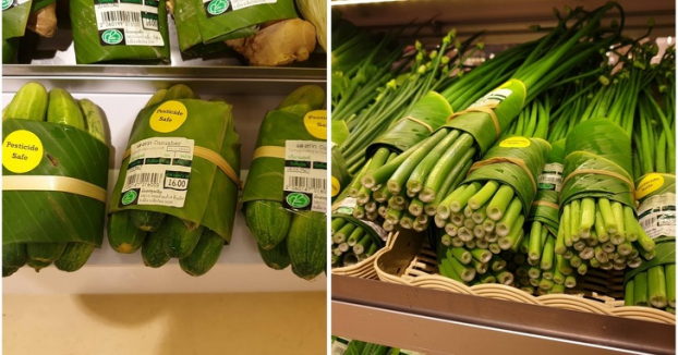   Siêu thị Thái Lan dùng lá chuối gói thực phẩm thay túi nilon  
