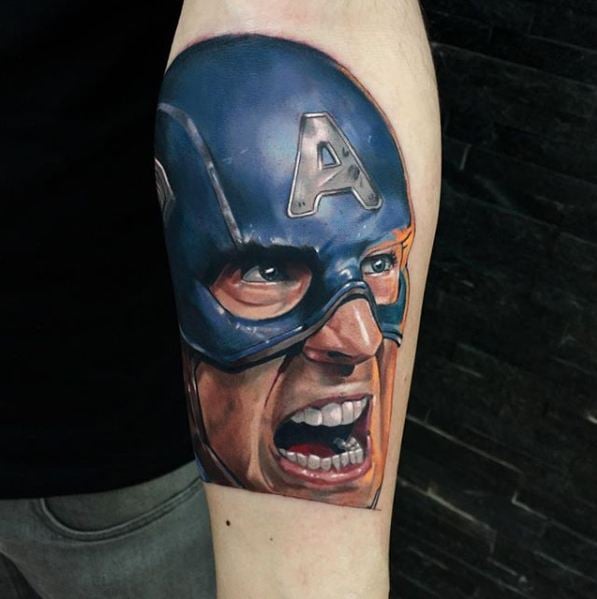 Captain America tattoo by Damien Wickham  Post 31901