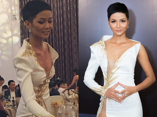   Hoa hậu H'Hen Niê lộ thân hình gầy gò thiếu sức sống khác hẳn với bức hình đã được photoshop chỉn chu.  