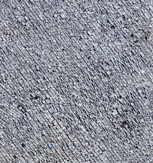   Đây không phải bức ảnh một bức tường xi măng đâu, đó là ảnh chụp từ trên không thủ đô New Delhi của Ấn Độ  